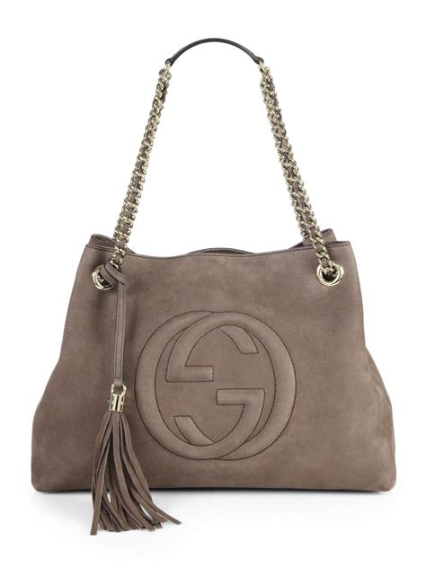 gucci nouveau leather shoulder bag black|Gucci dark grey shoulder handbag.